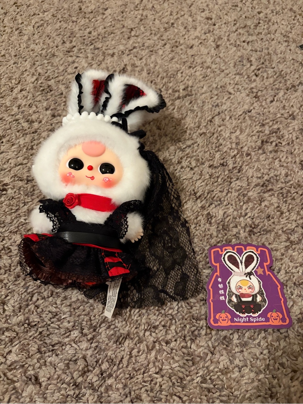 Night Spide Bunny Plush Doll - Black & White